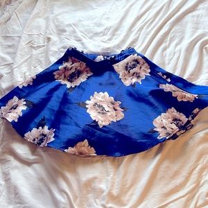 blue floral high-waisted formal skirt